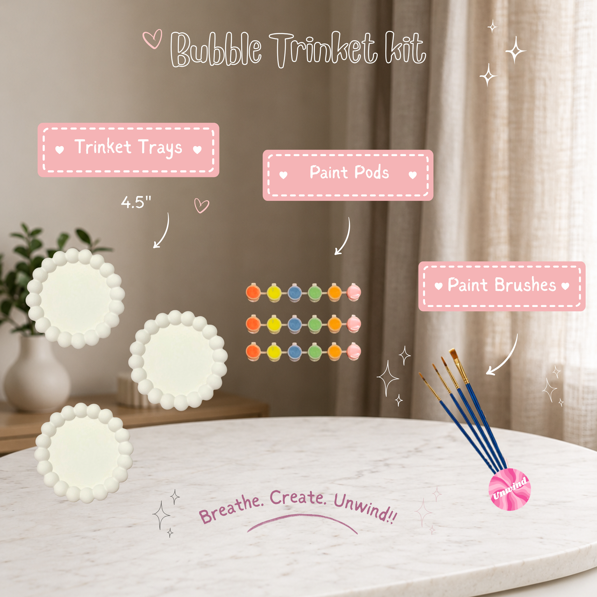 Bundle of 3 Trinket Tray Kits | Ceramic Painting