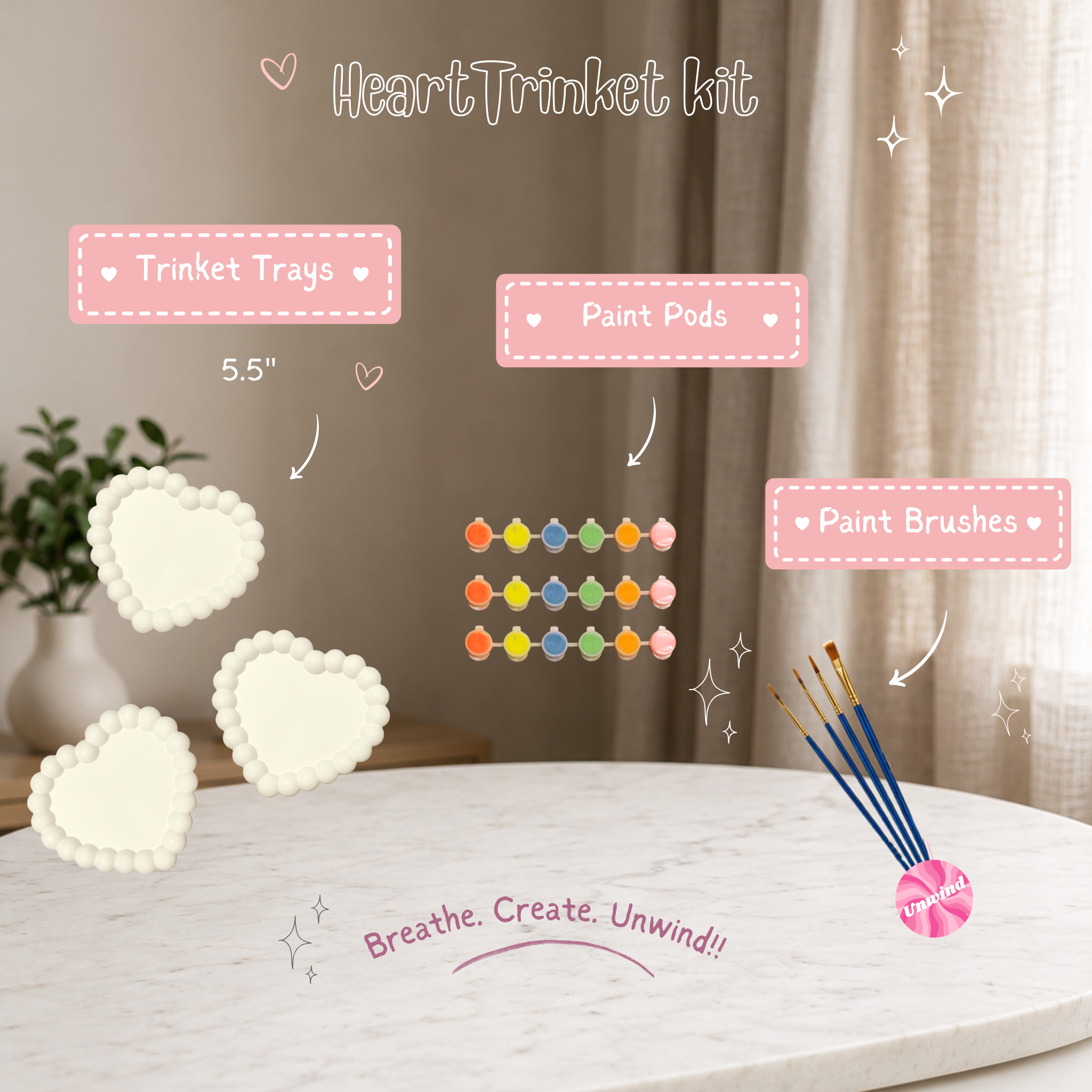 Bundle of 3 Trinket Tray Kits | Ceramic Painting