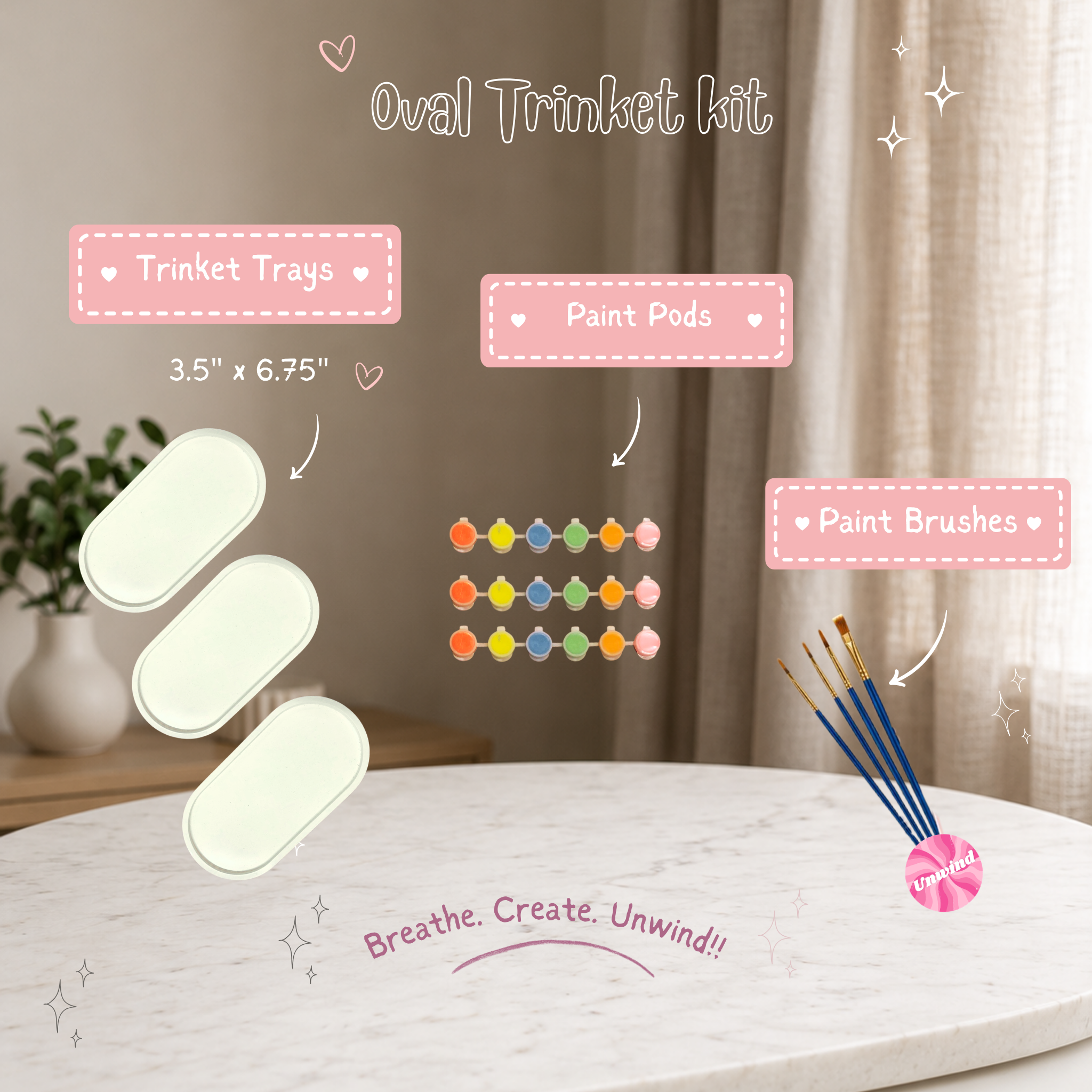 Bundle of 3 Trinket Tray Kits | Ceramic Painting